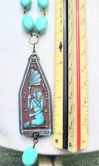 ANTIQUE NEIGER EGYPTIAN REVIVAL PENDANT SCARAB URANIUM GLASS NECKLACE SET OOAK