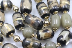 Chico’s Long 43″ double strand black chord animal print faux fur/ hair necklace