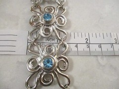 Avon Bracelet & Clip On Earring Set Silver Plated Metal Blue Rhinestones, Signed