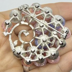 Vtg Francois For Coro Crackle Lucite Pink Purple Blue Spiral Statement Brooch