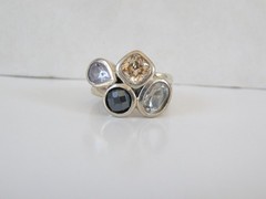 Silpada Sterling Silver CZ Hematite Quartz Wine Flight Ring Size 5