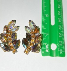 Vintage Juliana Aurora Borealis Goldtone Topaz Amber Bracelet & Earrings Set