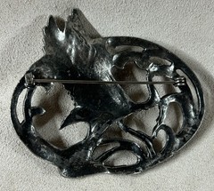 Antique Vintage Silver Tone Crane Bird Brooch