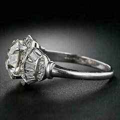 Art Deco Style 3.50Ct Round Cut Lab Created Diamond 14K White Gold Finish Ring