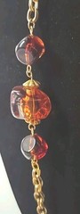 Chunky Vintage Genuine Amber Beaded Necklace Strand 32 in. Glows Green