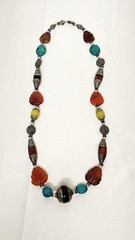 Vintage Tibetan Himalayan Tribal Beaded Statement Necklace Carnelian Turquoise