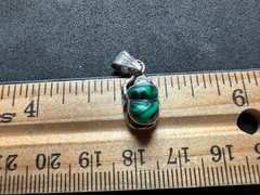 1.84g Vintage Sterling Silver 925 Green Black Swirl Scarab Pendant M