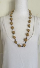 Vintage Coconut Shell Necklace Tan Multicolor Beads Bohemian Beach Tropical