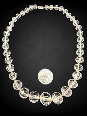 Antique Tested Cut Rock Crystal 14k GE Clasp Faceted Graduated Bead Necklace 19″