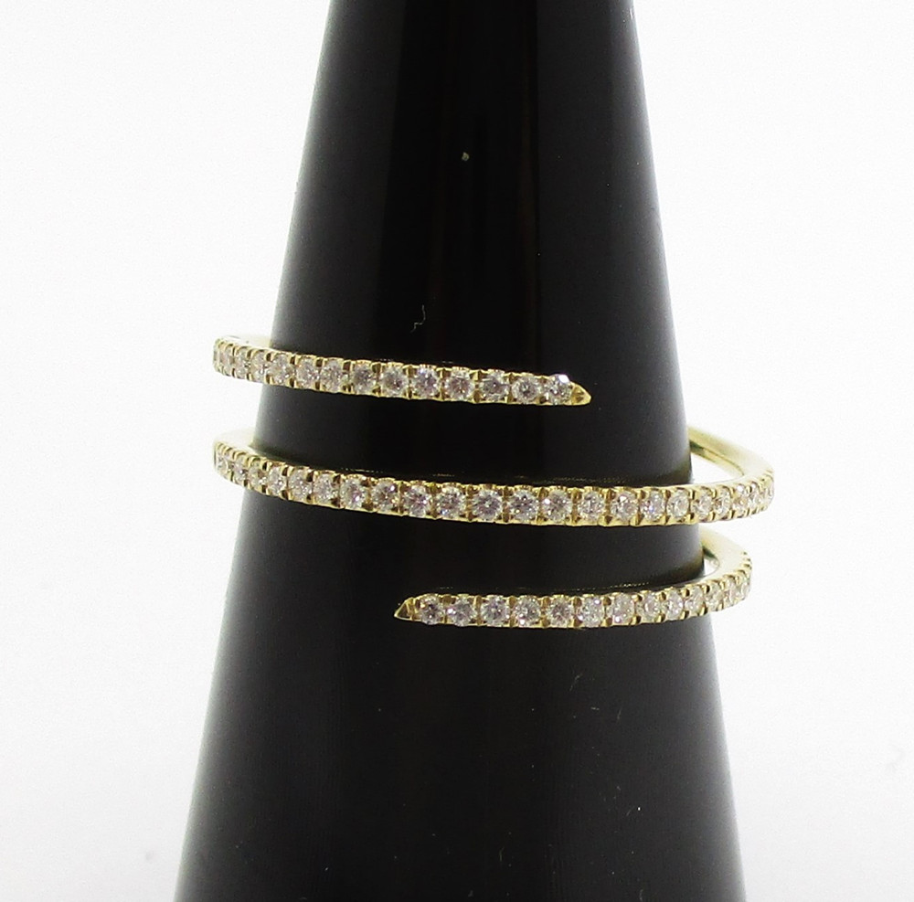 0.30 CTW Round Diamond Spiral Wrap Ring 18 Karat Yellow Gold Size 7