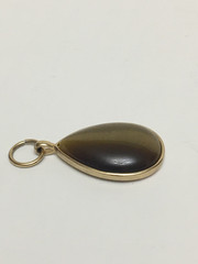 Tiger Eye Stone Pendant With Gold Tone