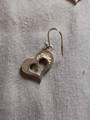 Vintage SU Thailand Sterling Silver Unique Shape Heart Pierced Earrings.