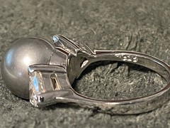 Vintage signed trillion cut crystal 925 Sterling Silver Ring 8 Suzanne Somers