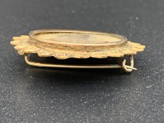 Antique Gold Filled Mourning Soldier Officer Photo Pin Brooch Marked c.1920’s