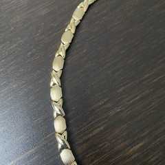 Vintage FAS 925 Starling Silver Vermeil XO Pattern Necklace Approx 18”L & 29g