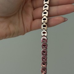 Vintage 925 Sterling Silver Genuine Garnet Tennis Bracelet Adjustable