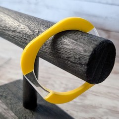 Vintage Bracelet Rounded Square Shape Yellow & Clear Retro