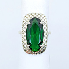 Vintage Luxury RING Silver 925 with Chic Big Bright Stone -size: 9US (19mm)| #53