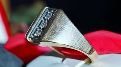 14k yellow gold ring 0.33ct natural diamond size 10 vintage handmade 7.35gr