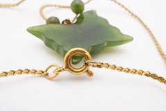 Vintage Gold Filled Jade Butterfly Pendant Necklace 17.75″