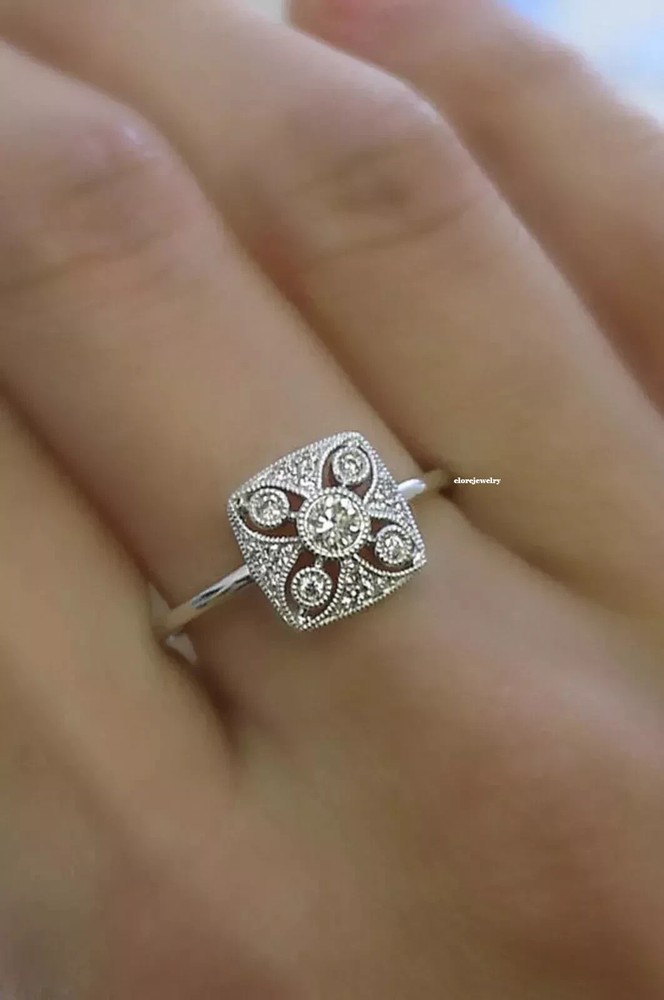 2Ct Art Deco Style Lab Created Diamond Engagement Wedding 14K White Gold FN Ring