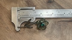 Vintage Green Glass Flower Brooch Pin Emerald Rhinestone Floral 3″