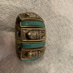 Vintage Egyptian Revival Expandable Bracelet (Harwood?) For Parts Or Repair.