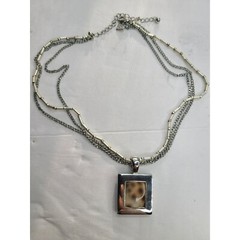 Vintage Cookie Lee Multi-Strand Necklace With Square Leopard Print Pendant
