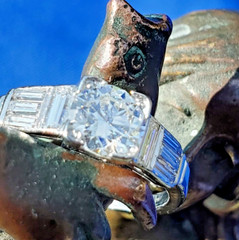 Original EARTH MINED DIAMOND Art Deco Engagement Ring SOLID PLATINUM Solitaire