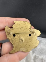 Vintage Brass Tone Flower Brooch Pin Rhinestone Gold Tone