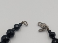 Karla Jordan Black Beaded Necklace + White Mother-of-Pearl Shell Flower Design