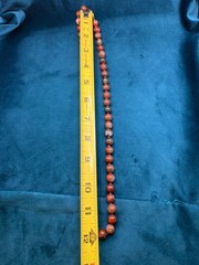 Vintage Hand Knotted Beaded Jasper Necklace Brecciated 14k GF Clasp 24″