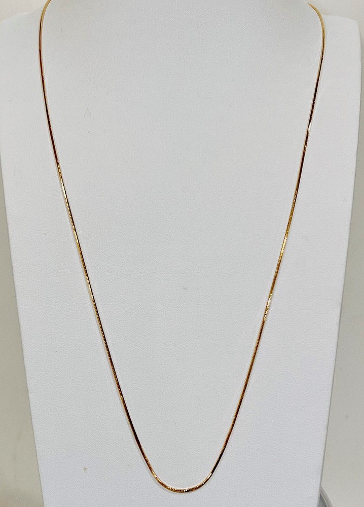 DaneCraft Italian 24KT Gold/925 Sterling Silver 8 Gram Square Snake Necklace 30”
