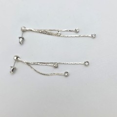 Vintage Sparkly Triple Strand Rhinestone Silver Plate Earrings FREE $HIPPING!