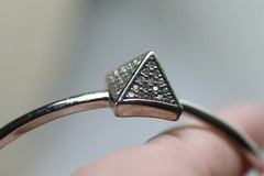 Noir DC comics Jewelry Pyramid Pave Crystal spike Bangle Bracelet silver tone