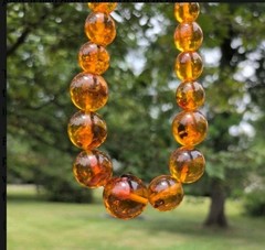 Vintage Baltic Amber Graduated Bead Necklace 132g 24″ UV Reactive Estate