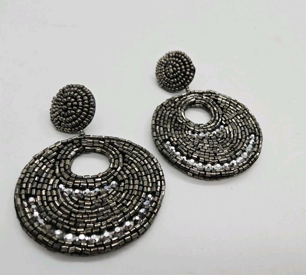 Kenneth Lane Seed Bead Earrings Dangle Pierced Beaded Chandelier Boho 3.5 in