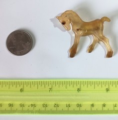 Vintage Early Plastic (Lucite?) Amber Foal Colt Young Horse Brooch 2.25″