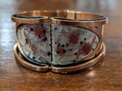 Vintage 1950s Matisse Renoir Copper & Enamel Hinged Bracelet Red White *READ*
