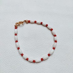 Natural Coral Bracelet White-Red Coral Bracelet Gemstone Handamde Coral Jewelry