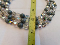 Vtg 1960 Christian Dior Signed 3 Strand Gray Art Glass AB Crystal Bead Necklace