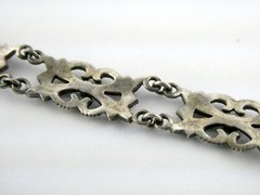 Vintage Sterling Silver Ornate Link Motif Bracelet Marcasite Accents 6.5In 13.9g