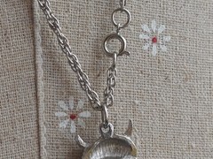 Vintage Silver Tone Magnifying Glass Owl 2” Pendant Necklace 24” Chain