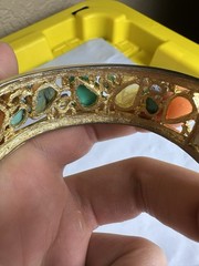 VTG Pastel Fruit Salad Collar Necklace with Carved Art Glass Stones Set