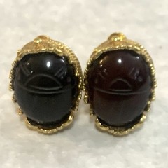 Metropolitan Museum of Art MMA Clip On Earrings Scarab Egyptian Revival Goldtone