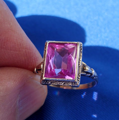 Original Amethyst European Deco Engagement Ring Vintage Solitaire SOLID 10K GOLD