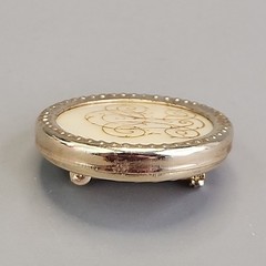 Vintage Monogram Brooch Decorative Scrollwork Round General Manufacturing USA