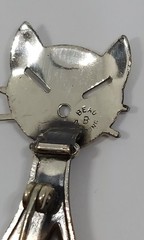 Beau Sterling Silver Vintage Modernist Cat Kitty Pin Brooch signed B