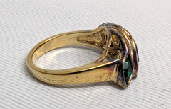 VTG Designer Lind 14K Gold Plate H.G.E. 5 Birthstones Ring Gemstones – Size 7