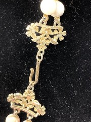 Vintage Coro Creamy Beige Gold Tones AB Beads 2 Strand Necklace